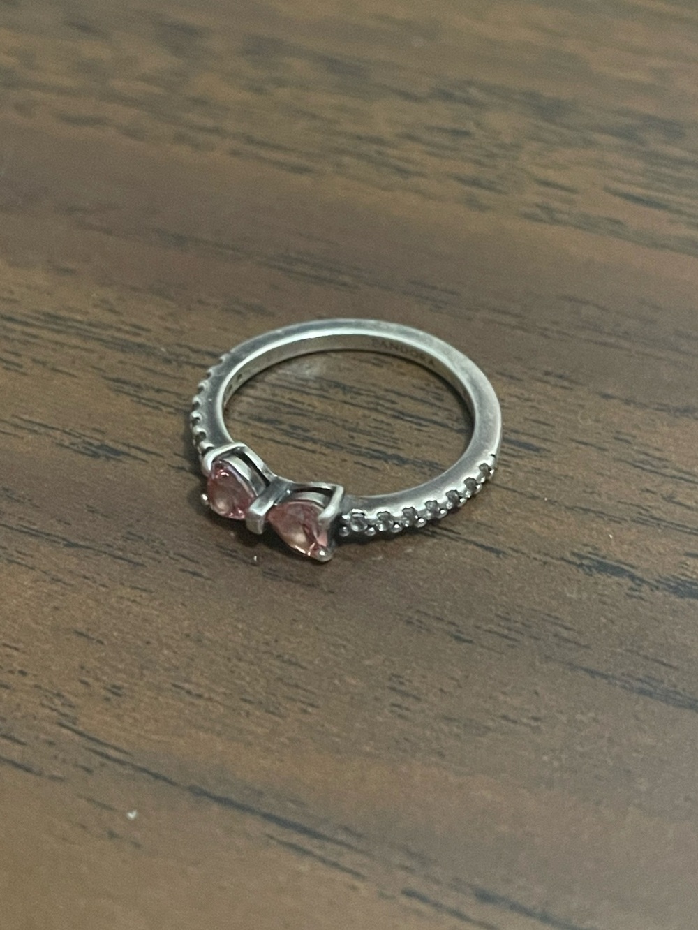 Sparkling Pink Bow Ring Pandora Sterling Silver Size 5 - Picture 2 of 4